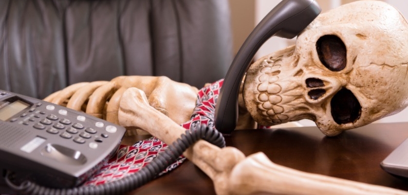 A Skeleton Waiting on Hold on the Phone NDT